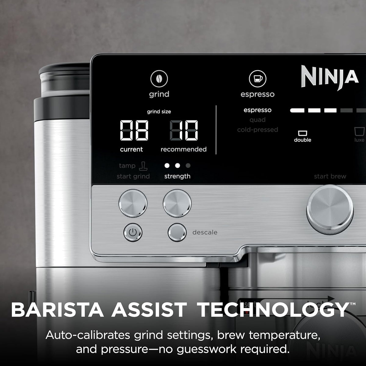 Ninja Luxe Café Premier Series ES601 Espresso Machine – 3-in-1 Coffee Maker with Grinder, Cold Brew, Barista Assist & Hands-Free Frother (Metallic Silver)-3