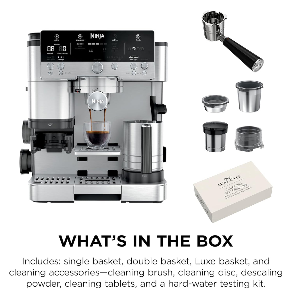 Ninja Luxe Café Premier Series ES601 Espresso Machine – 3-in-1 Coffee Maker with Grinder, Cold Brew, Barista Assist & Hands-Free Frother (Metallic Silver)-4