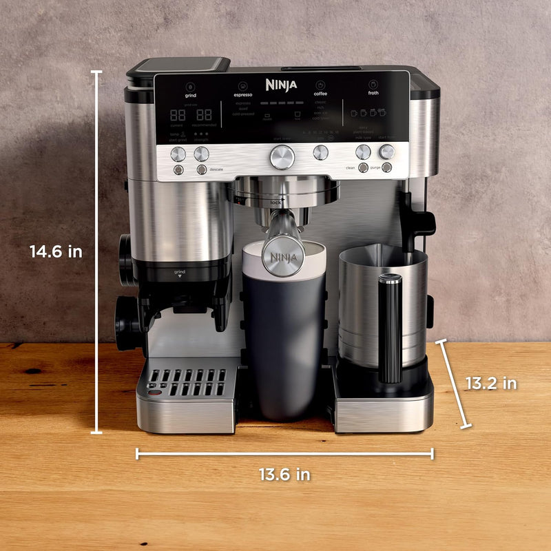 Ninja Luxe Café Premier Series ES601 Espresso Machine – 3-in-1 Coffee Maker with Grinder, Cold Brew, Barista Assist & Hands-Free Frother (Metallic Silver)-5