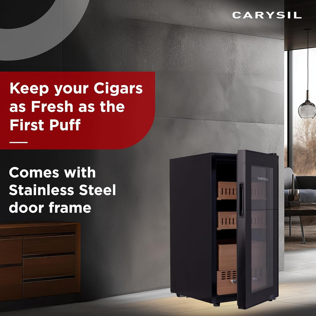 Carysil Cigar Humidor 212 Capacity | Premium Cigar Cooler with Temperature & Humidity Control | LED Display | Freestanding Luxury Humidor Cabinet-8
