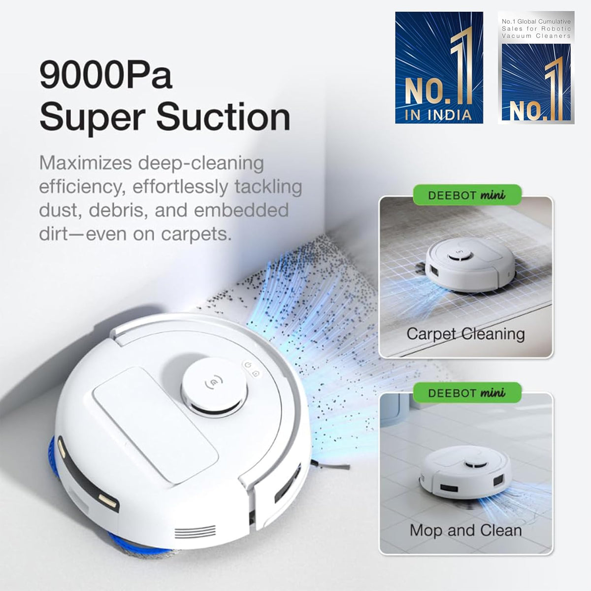 ECOVACS DEEBOT MINI 2-in-1 Robot Vacuum Cleaner & Mop with OMNI Station | 9000Pa Suction, ZeroTangle 2.0, TrueMapping 2.0, 45°C Hot Air Drying | Ultra-Compact Smart Cleaning Robot-6