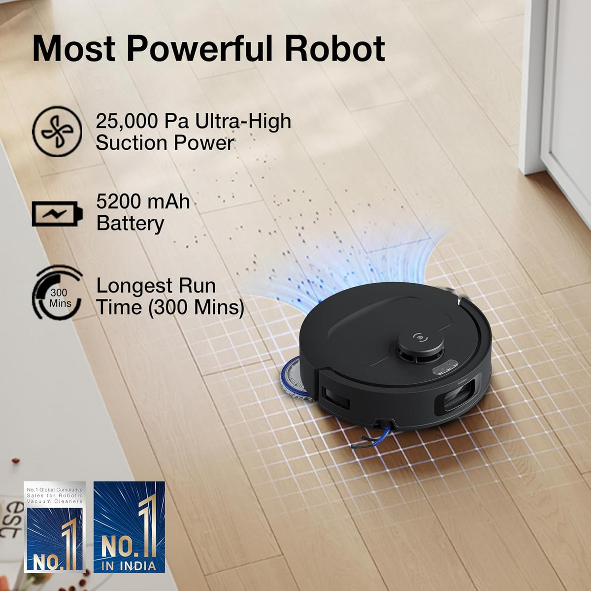 ECOVACS DEEBOT N50 Pro Omni 2-in-1 Robot Vacuum Cleaner & Mop (25000Pa Suction, OMNI Auto-Empty Station, ZeroTangle 3.0, OZMO Turbo 2.0, TrueMapping 2.0, 300 Min Runtime, App Control)-7