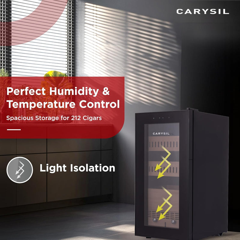 Carysil Cigar Humidor 212 Capacity | Premium Cigar Cooler with Temperature & Humidity Control | LED Display | Freestanding Luxury Humidor Cabinet-7