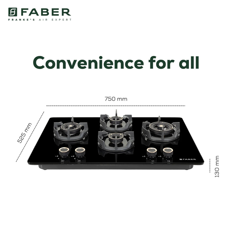 Faber Hob Experia HT754 ALU AI FFD 75 cm Built-In Gas Hob – 4 Brass Burners, Auto-Electric Ignition & Flame Failure Safety-13