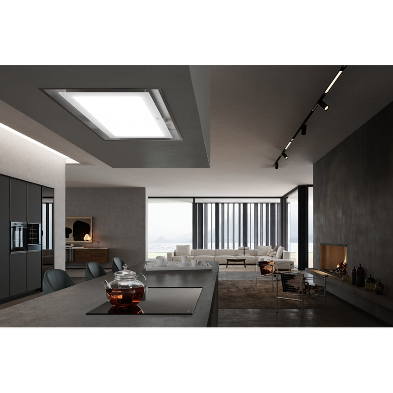 Franke Mythos Full Light FCMY 90 C WHG A FL Ceiling Hood (900mm) – 720 m³/h, Stainless Steel & White Glass, LED Panel, WiFi Enabled, Remote Control, Energy Class A-3