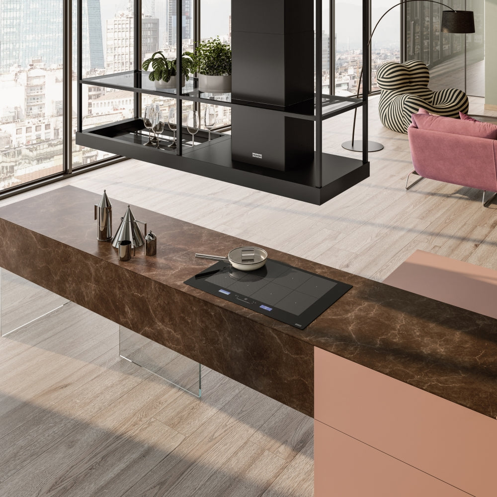 Franke Mythos T-Shelf FMY BK Matt F180 Island Kitchen Hood (1800mm) – 750 m³/h, Black Extra Matt Finish, LED Bar Lighting, Aluminium Filter, Energy Class A-4