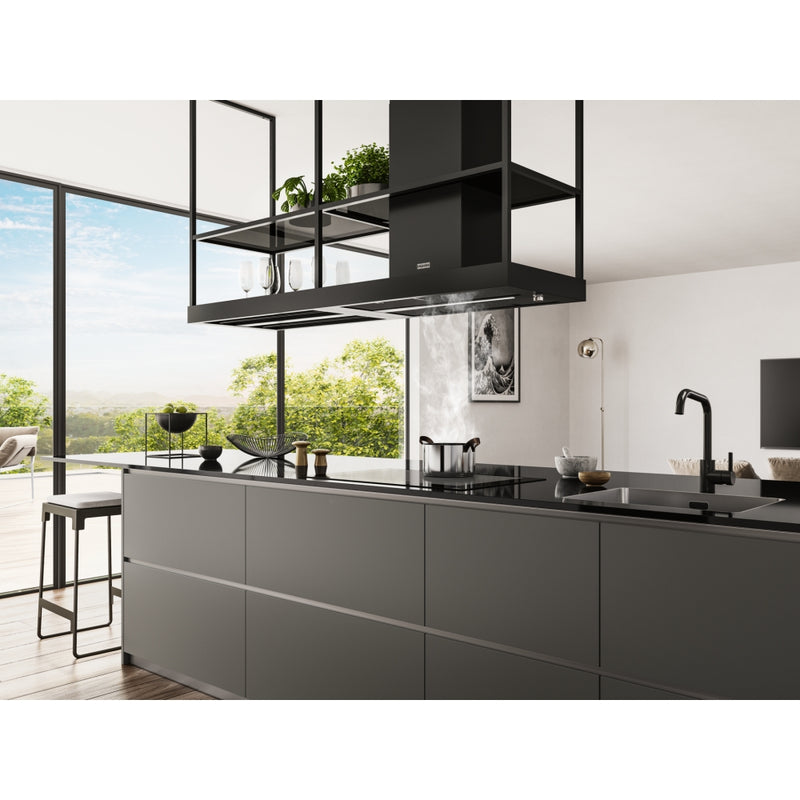 Franke Mythos T-Shelf FMY BK Matt F180 Island Kitchen Hood (1800mm) – 750 m³/h, Black Extra Matt Finish, LED Bar Lighting, Aluminium Filter, Energy Class A-5