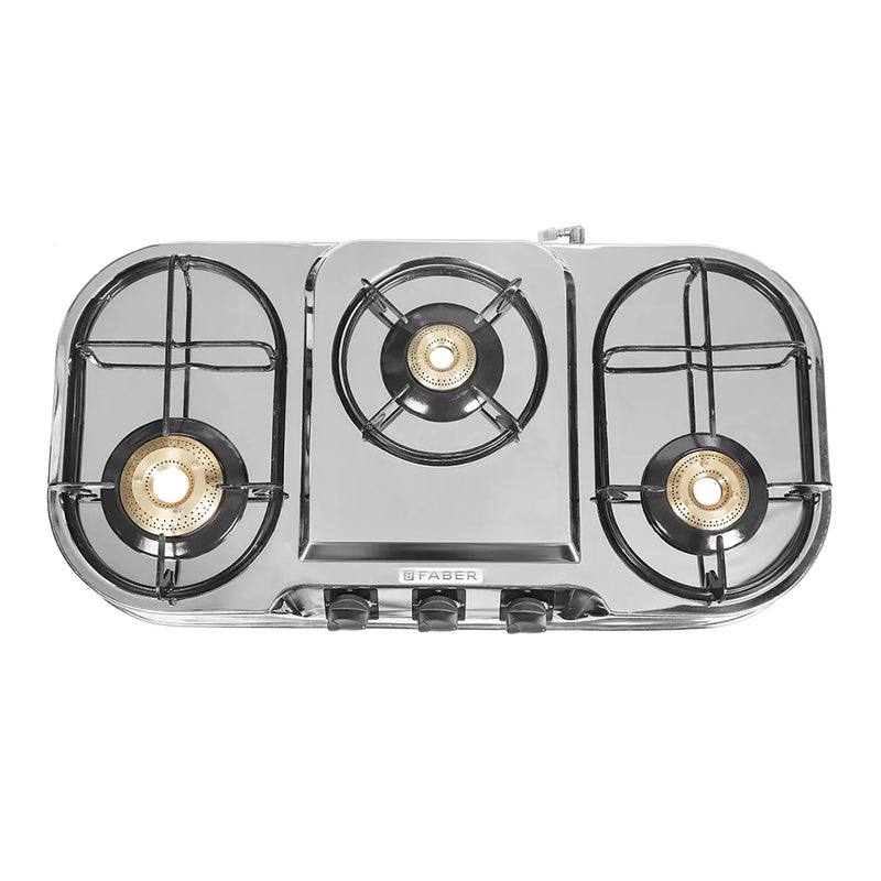 Faber Cooktop Astra 3BB SS – 3 Burner Gas Cooktop with Brass Burners, Super Jumbo Burner, Stainless Steel Finish, Manual Ignition-1
