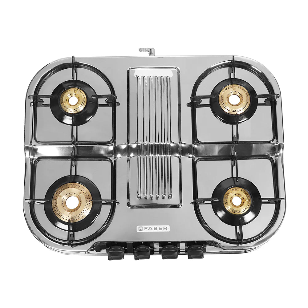 Faber Cooktop Astra 4BB SS – 4 Burner Gas Cooktop with Brass Burners, Super Jumbo Burner, Stainless Steel Finish, Manual Ignition-2