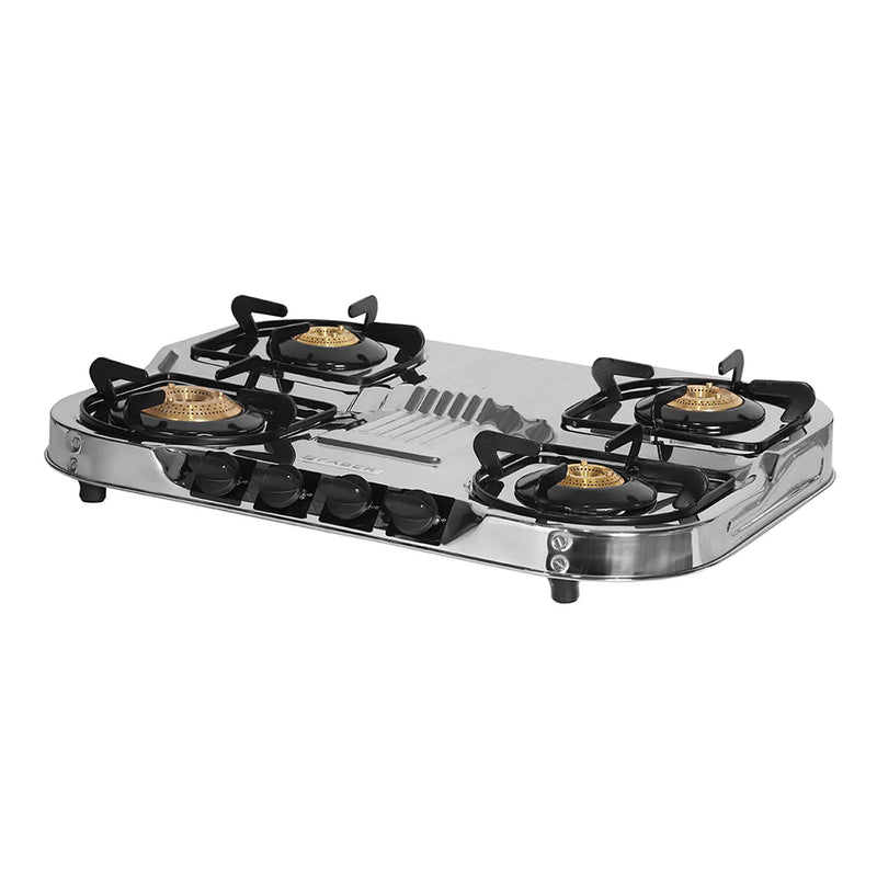 Faber Cooktop Astra 4BB SS – 4 Burner Gas Cooktop with Brass Burners, Super Jumbo Burner, Stainless Steel Finish, Manual Ignition-3