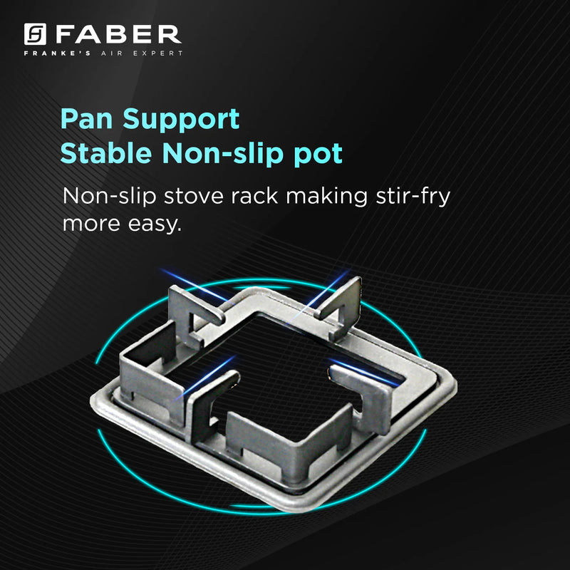 Faber HOB COOKTOP Prince Plus 4BB BK – 4 Burner Gas Cooktop with Brass Burners, Jumbo Burner, Diamond Coated Finish-6