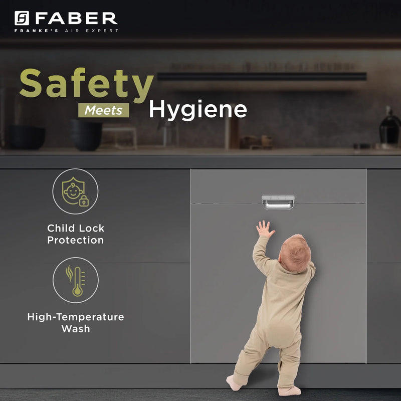Faber FBID 8PR 14S Built-in Dishwasher – 14 Place Settings, 8 Wash Programs, Stainless Steel Finish, LED Display, Delay Start-4