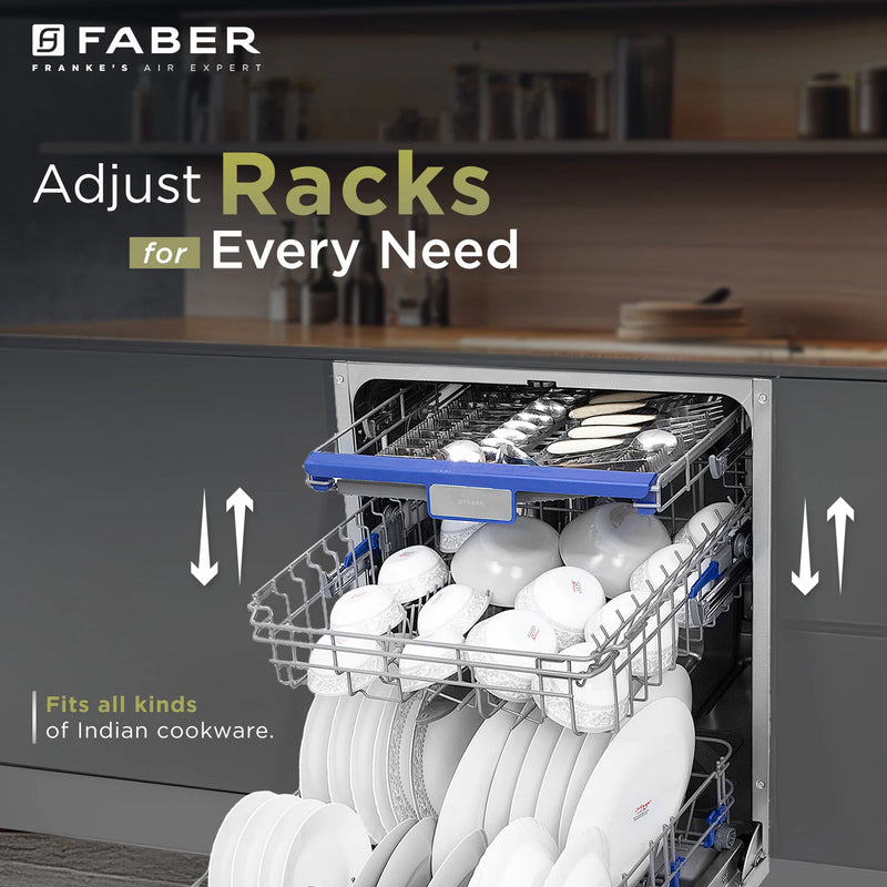 Faber FBID 8PR 14S Built-in Dishwasher – 14 Place Settings, 8 Wash Programs, Stainless Steel Finish, LED Display, Delay Start-2