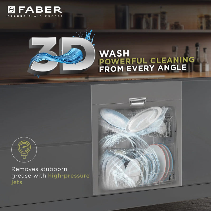Faber FBID 8PR 14S Built-in Dishwasher – 14 Place Settings, 8 Wash Programs, Stainless Steel Finish, LED Display, Delay Start-6