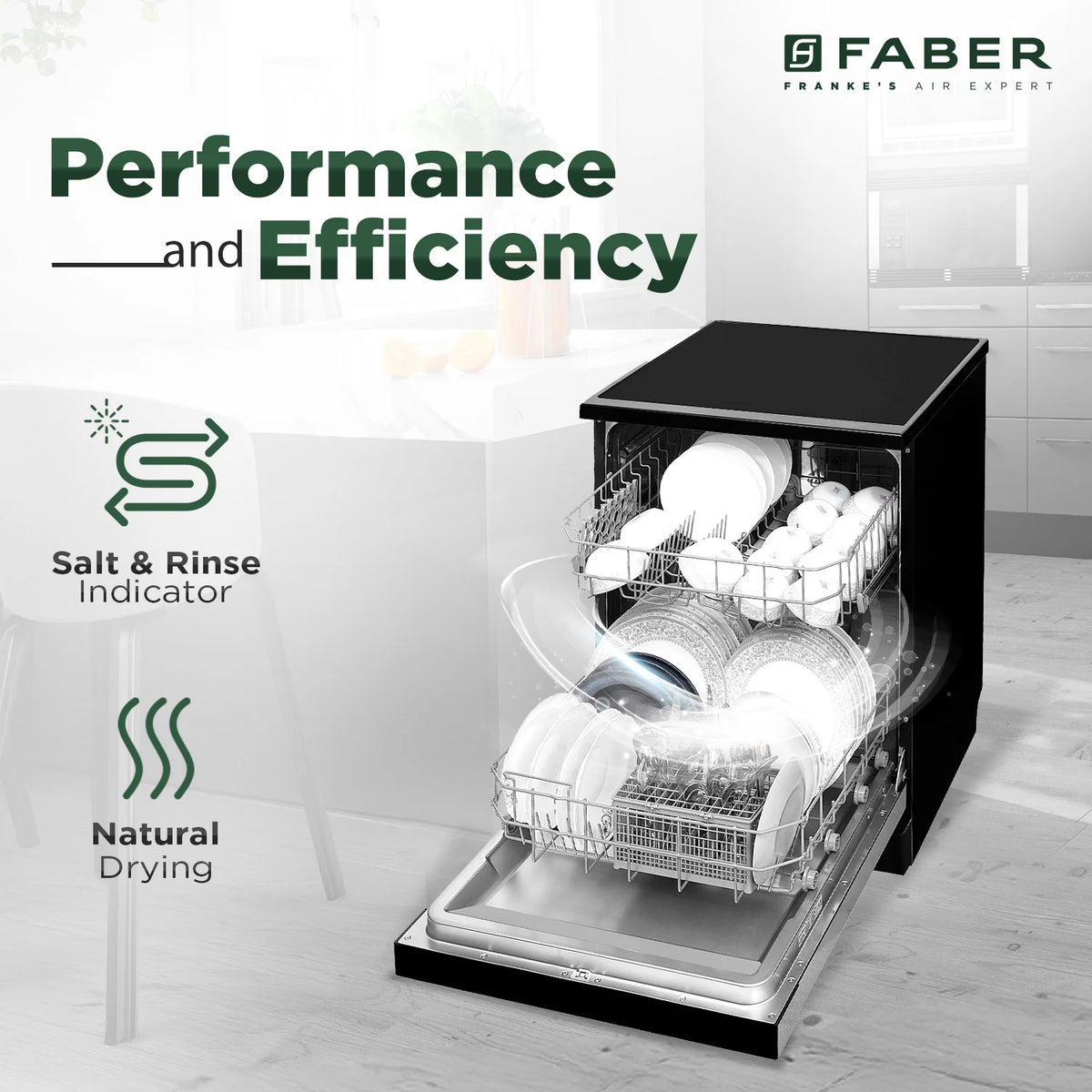Faber FFSD 6PR 12S Neo BK Freestanding Dishwasher – 12 Place Settings, 6 Wash Programs, Neo Black Finish, Half Load, LED Display-9