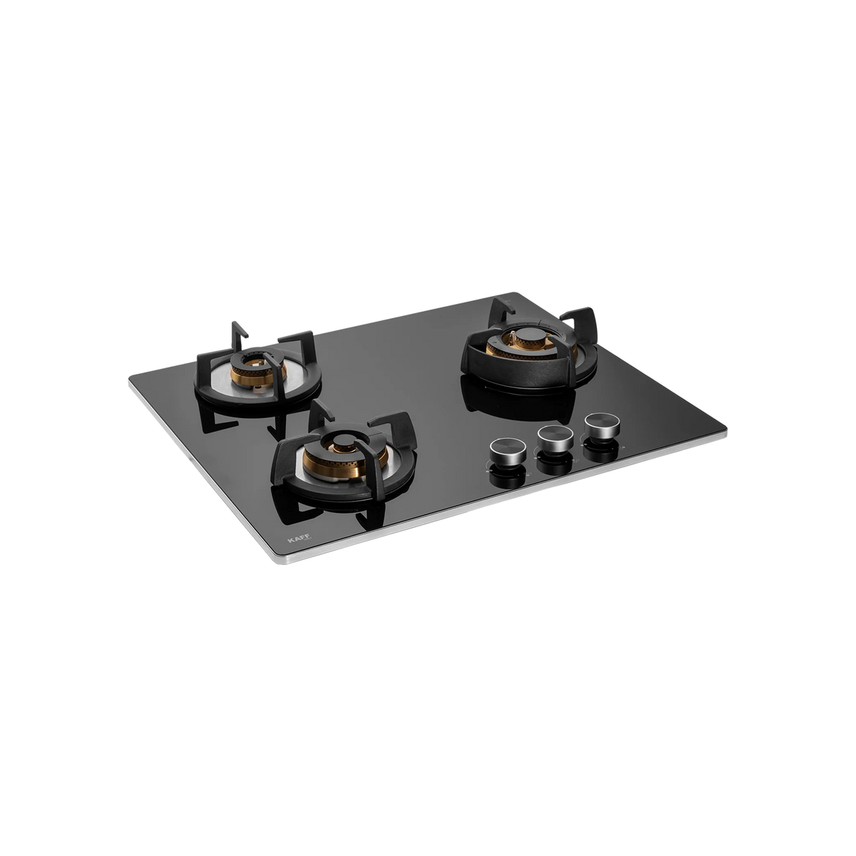 KAFF BLH 603X – Built-In Hob with 3 Full Brass High Efficiency Burners, Flame Failure Device (FFD), 8 mm Black Tempered Glass – 60 cm