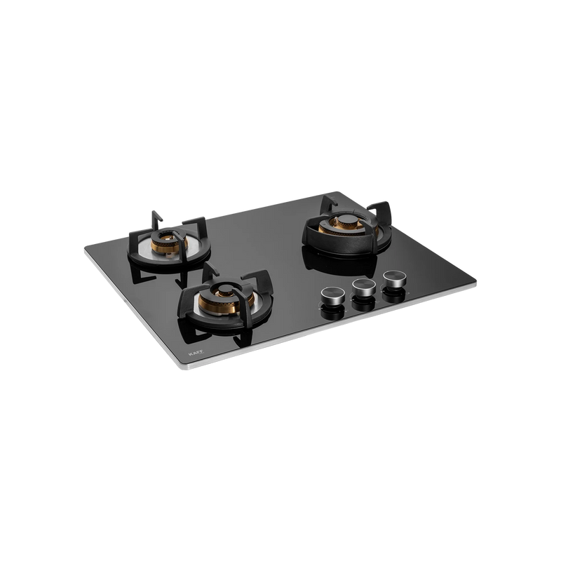 KAFF BLH 603X – Built-In Hob with 3 Full Brass High Efficiency Burners, Flame Failure Device (FFD), 8 mm Black Tempered Glass – 60 cm-1