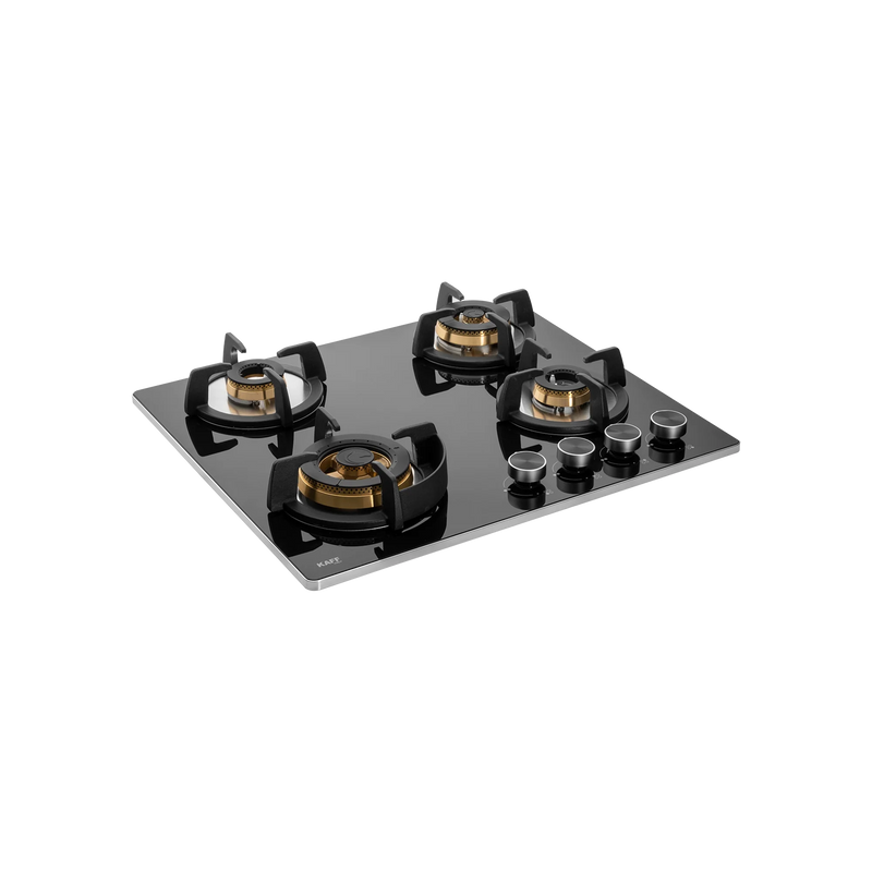 KAFF BLH 604 / BLH 604X – Built-In Hob, 4 Full Brass High Efficiency Burners with Flame Failure Device (FFD), 8 mm Black Tempered Glass – 60 cm-1