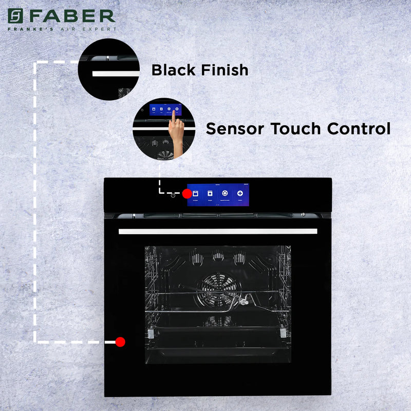 Faber FBIO 83L 18F TFT BK N Built-in Oven – 83L Black Glass, 18 Cooking Functions, TFT Touch Control, 3D Hot Air Circulation, Energy Efficient-8