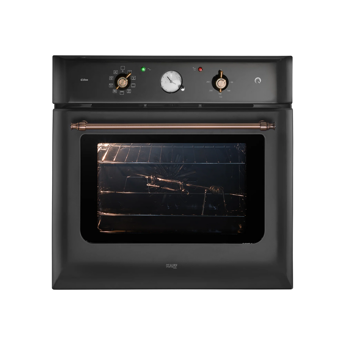 KAFF CLOV 6 BLN – 60 L Built-in Electric Oven with True Convection and Black Retro Finish