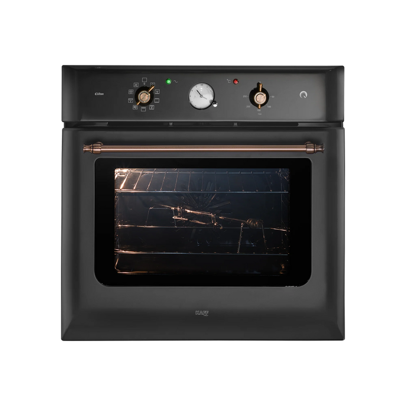KAFF CLOV 6 BLN – 60 L Built-in Electric Oven with True Convection and Black Retro Finish-1