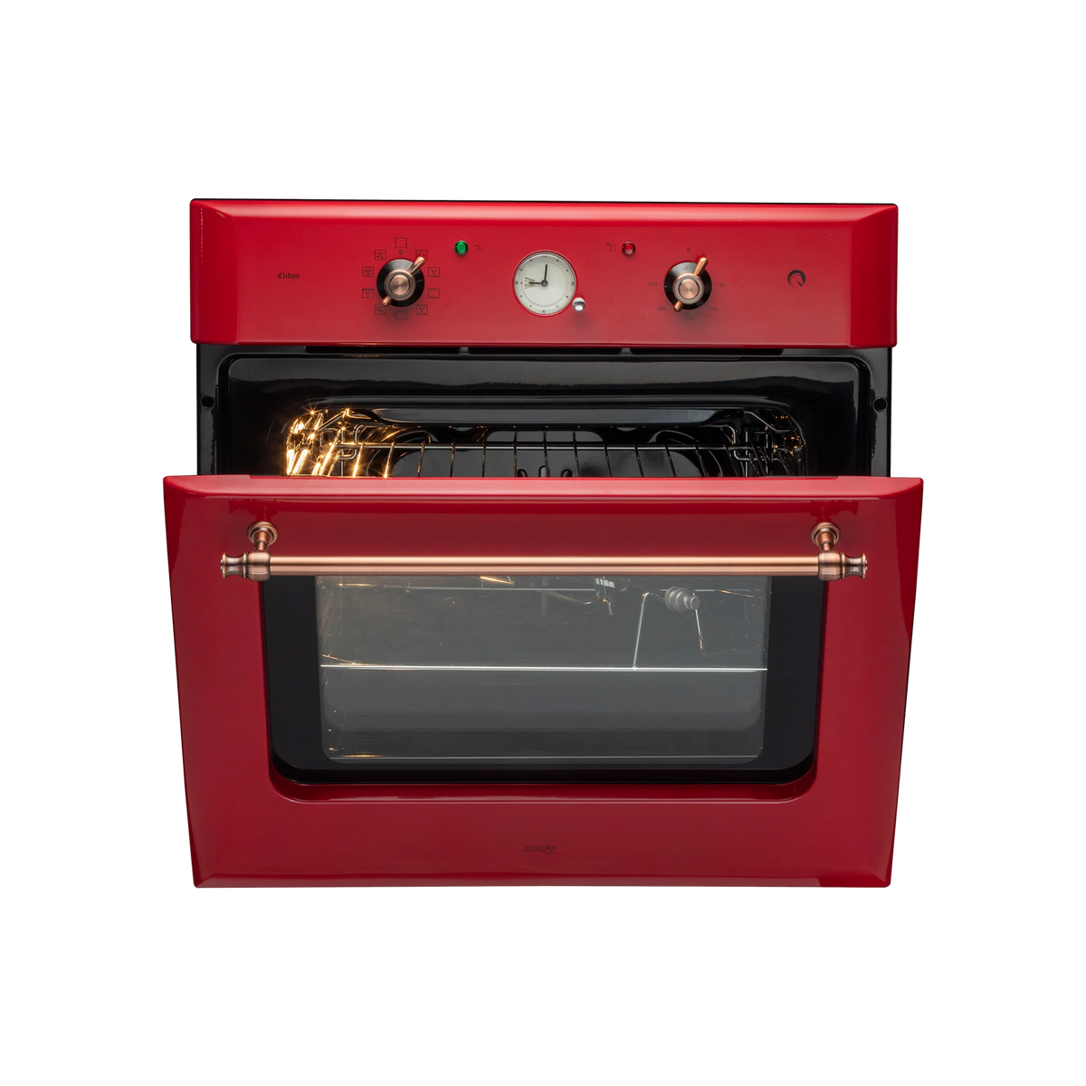 KAFF CLOV 6 RD – Large Cavity 60 L Built-in Electric Oven with True Convection, Retro Red Finish-2