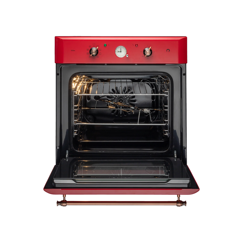 KAFF CLOV 6 RD – Large Cavity 60 L Built-in Electric Oven with True Convection, Retro Red Finish-3