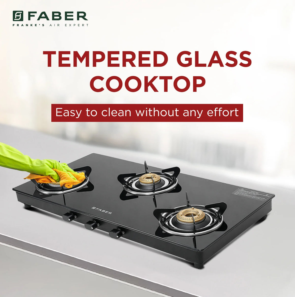 Faber Cooktop Spark 3BB BK – 3 Burner Gas Cooktop with Brass Burners & Jumbo Burner | 6mm Toughened Glass | Manual Ignition-4
