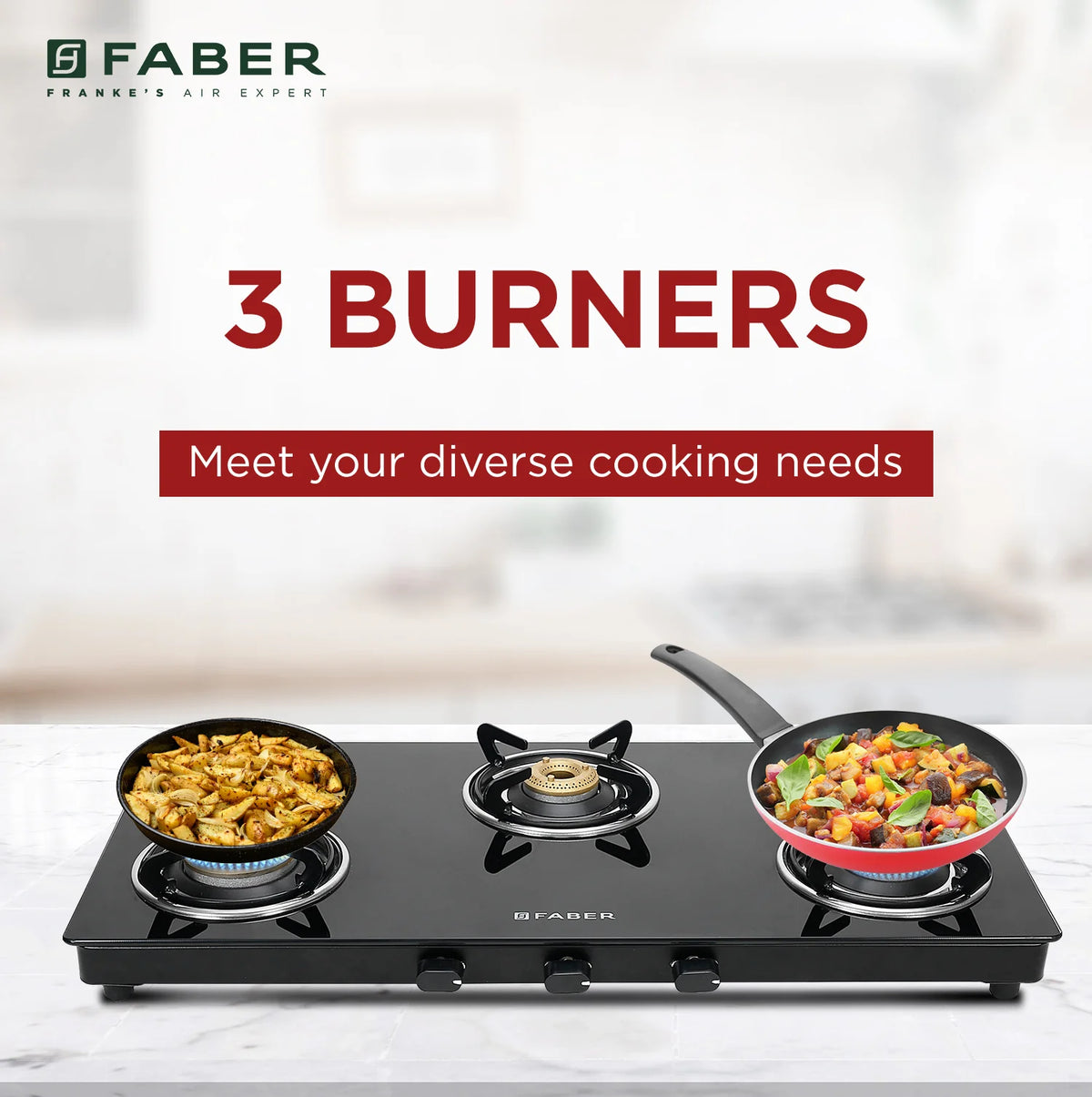 Faber Cooktop Spark 3BB BK – 3 Burner Gas Cooktop with Brass Burners & Jumbo Burner | 6mm Toughened Glass | Manual Ignition-6
