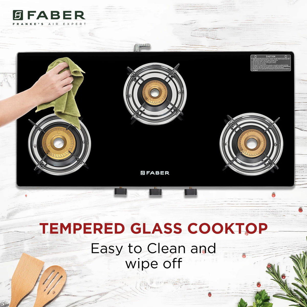Faber Cooktop Spark 3BB BK – 3 Burner Gas Cooktop with Brass Burners & Jumbo Burner | 6mm Toughened Glass | Manual Ignition-8
