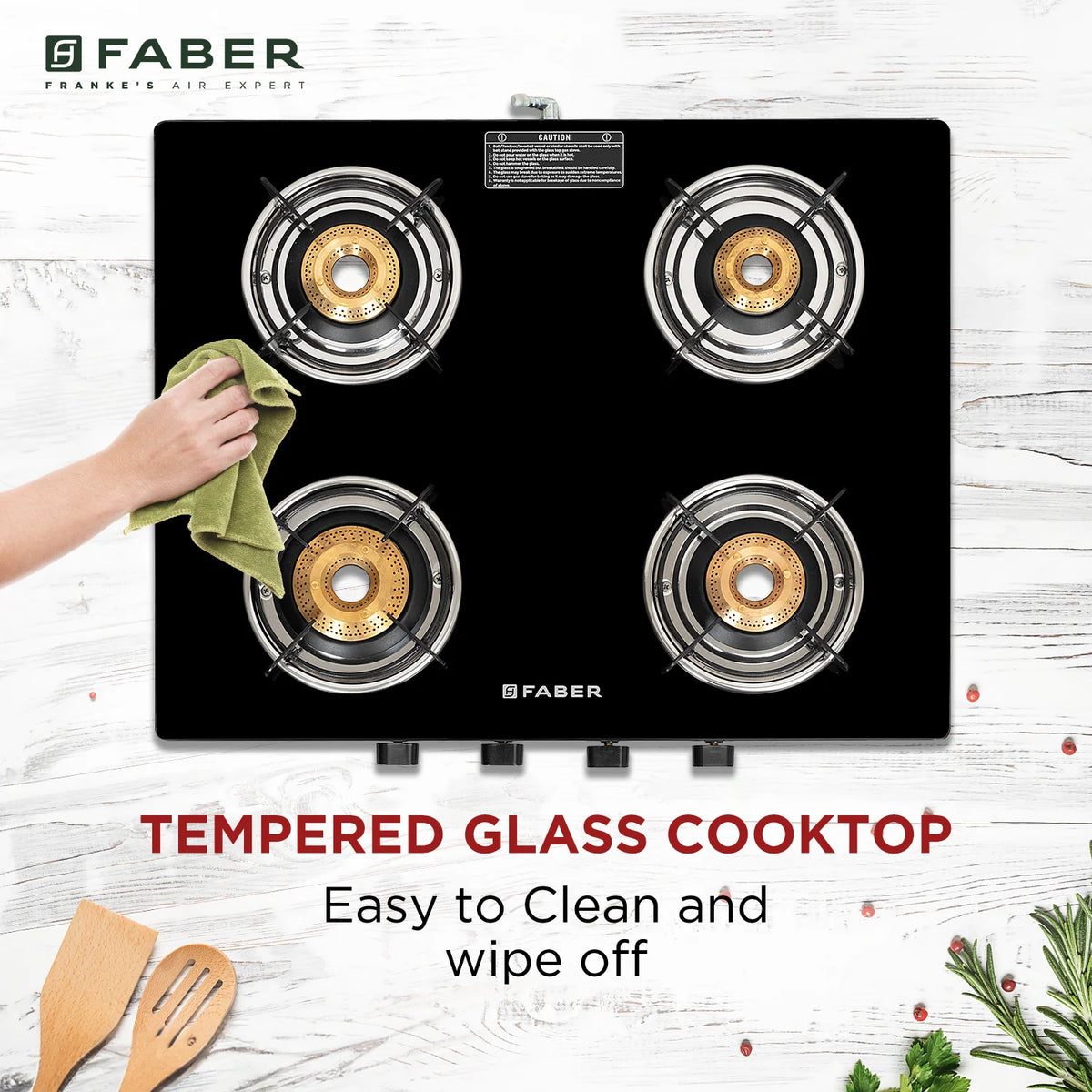 Faber Cooktop Spark 4BB BK – 4 Burner Gas Cooktop with Brass Burners & Jumbo Burner | 6mm Toughened Glass | Manual Ignition-12