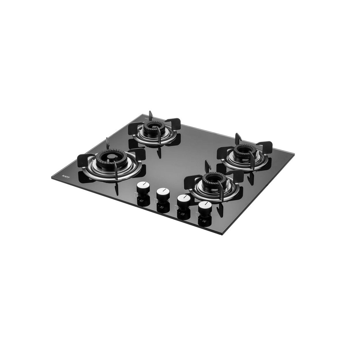 KAFF CRH 604 – Built-in Hob with 4 Black Coated Tornado Style Burners, Auto Electric Ignition, 60 cm Black Tempered Glass