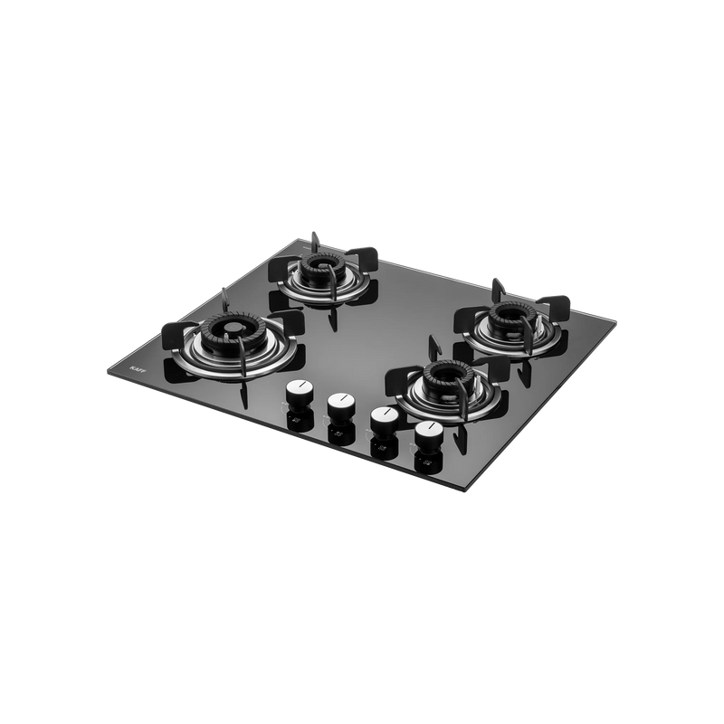 KAFF CRH 604 – Built-in Hob with 4 Black Coated Tornado Style Burners, Auto Electric Ignition, 60 cm Black Tempered Glass-1