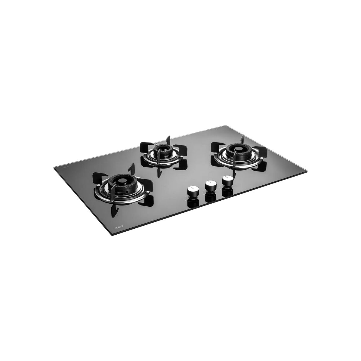 KAFF CRH 783 – Built-in Hob with 3 Black Coated Tornado Style Burners, Auto Electric Ignition, 78 cm Black Tempered Glass-1
