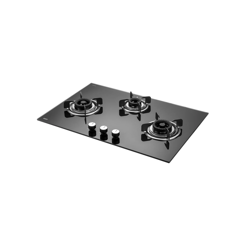 KAFF CRH 783 – Built-in Hob with 3 Black Coated Tornado Style Burners, Auto Electric Ignition, 78 cm Black Tempered Glass-2