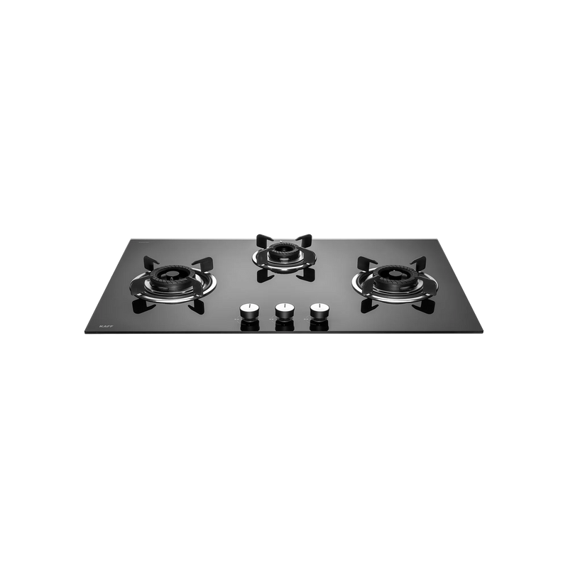 KAFF CRH 783 – Built-in Hob with 3 Black Coated Tornado Style Burners, Auto Electric Ignition, 78 cm Black Tempered Glass-3