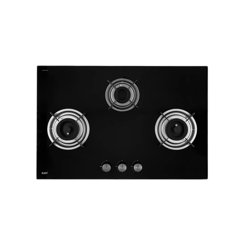 KAFF CRH 783 – Built-in Hob with 3 Black Coated Tornado Style Burners, Auto Electric Ignition, 78 cm Black Tempered Glass-4