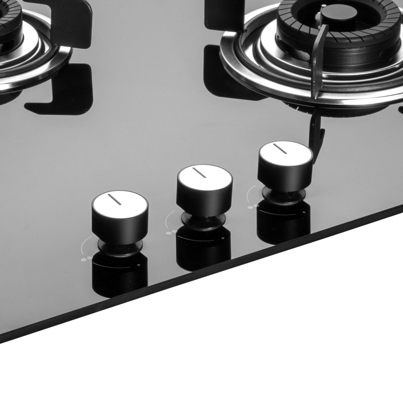 KAFF CRH 783 – Built-in Hob with 3 Black Coated Tornado Style Burners, Auto Electric Ignition, 78 cm Black Tempered Glass-6