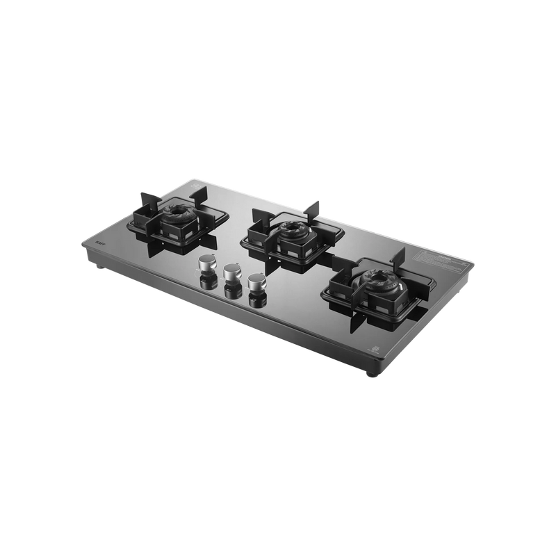 KAFF CTS 71 3B AI 3-Burner Gas Cooktop – Black Tempered Glass, Auto Ignition, Stainless Steel Square Drip Tray, 71cm-2