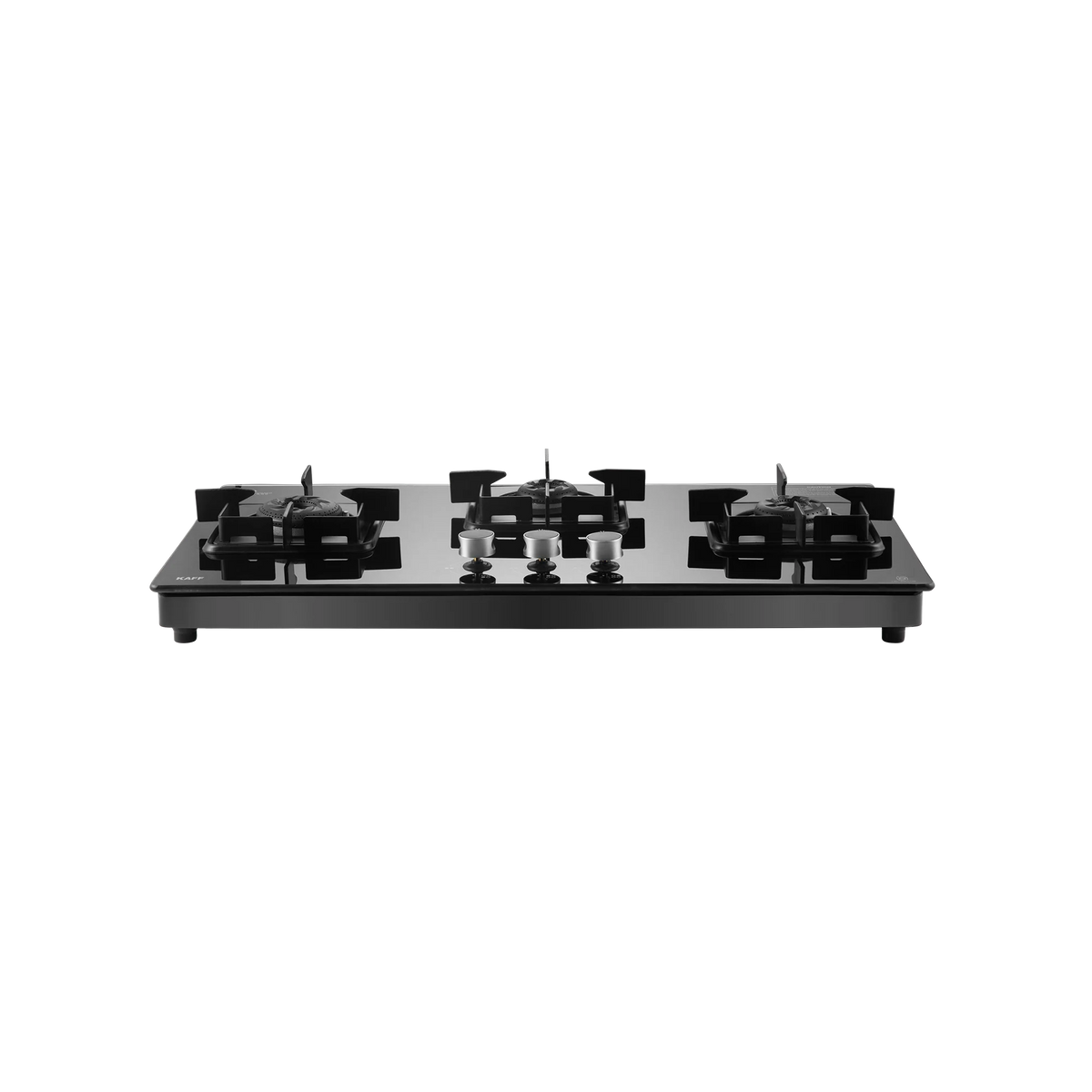 KAFF CTS 71 3B AI 3-Burner Gas Cooktop – Black Tempered Glass, Auto Ignition, Stainless Steel Square Drip Tray, 71cm-3