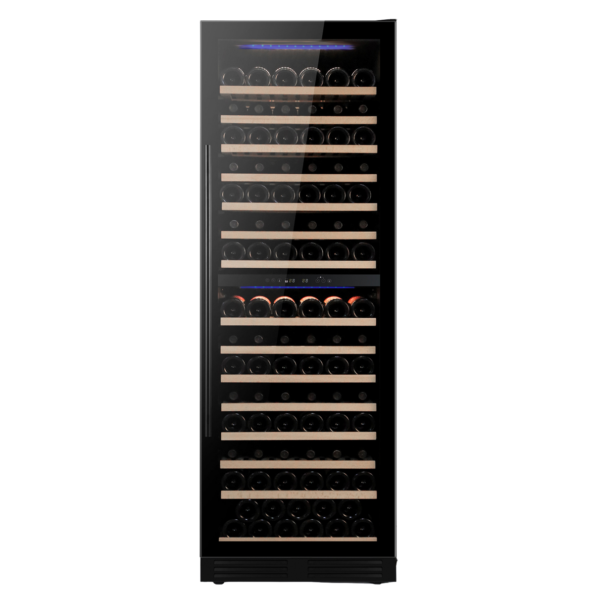 Carysil 165 Bottle Wine Chiller (425L) | Dual Zone Cooling | 5°C–20°C | Freestanding Luxury Wine Cooler | Wooden Shelves | UV Glass Door | LED Display