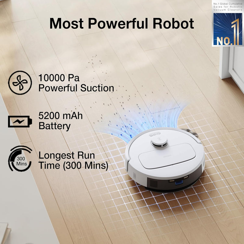 ECOVACS DEEBOT N30 Robot Vacuum Cleaner & Mop (White) – 10000Pa Suction, 300 Min Runtime, TrueMapping Navigation, ZeroTangle 2.0, App Control-9