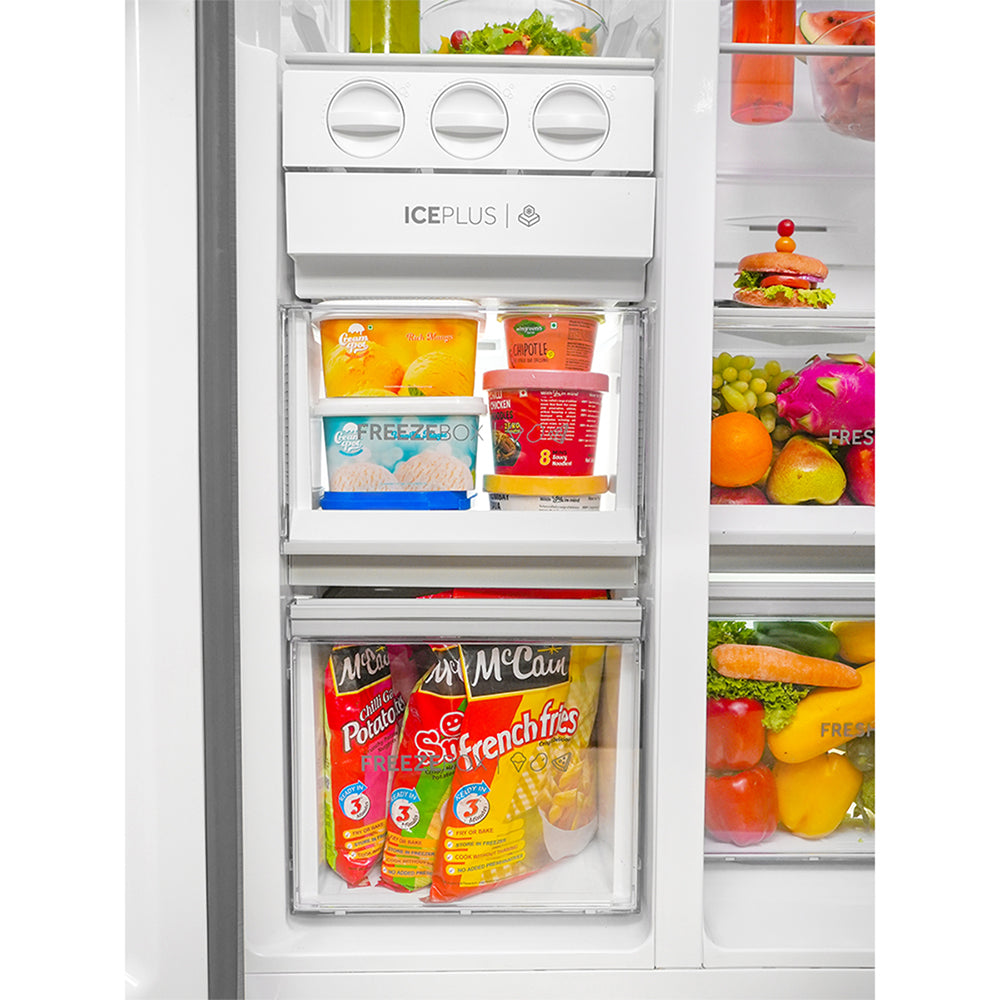 Haier 596L 3 Star Shiny Silver 2 Door Smart Convertible Side-by-Side Refrigerator | HRS-682SWDU1-4