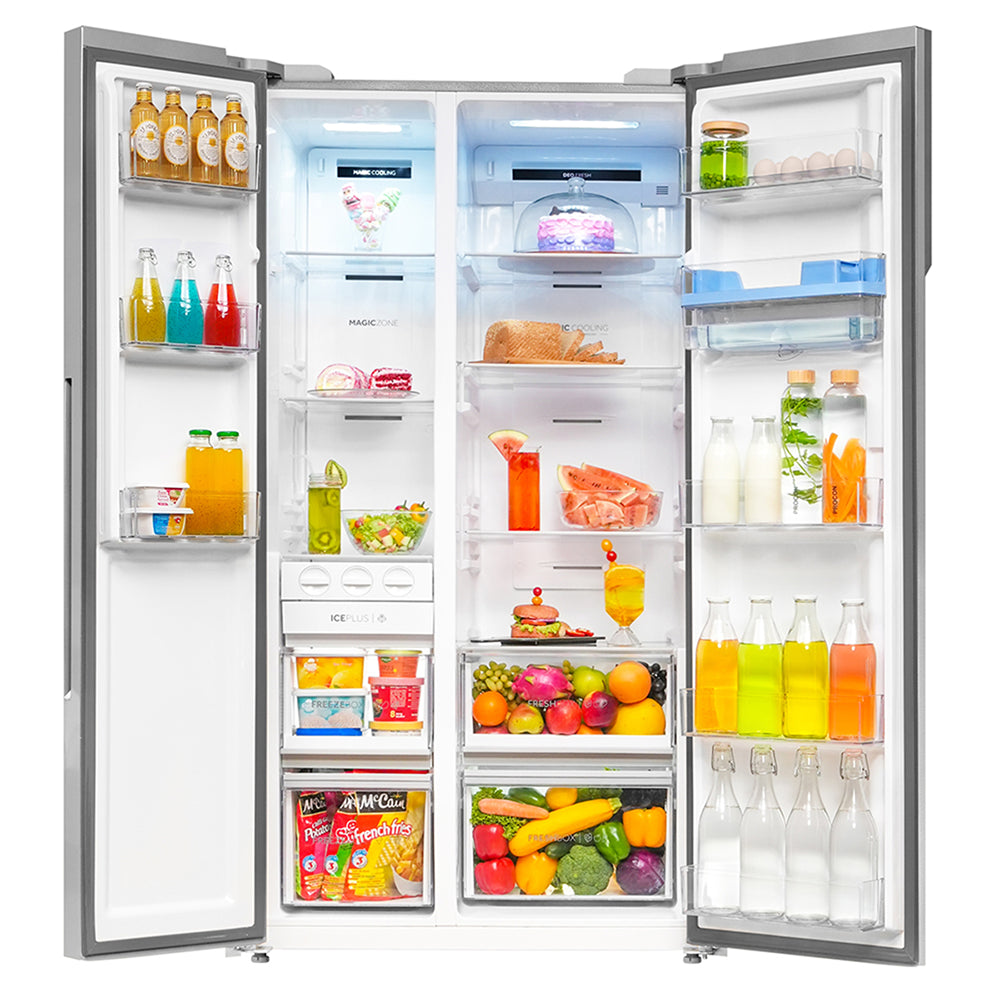 Haier 596L 3 Star Shiny Silver 2 Door Smart Convertible Side-by-Side Refrigerator | HRS-682SWDU1