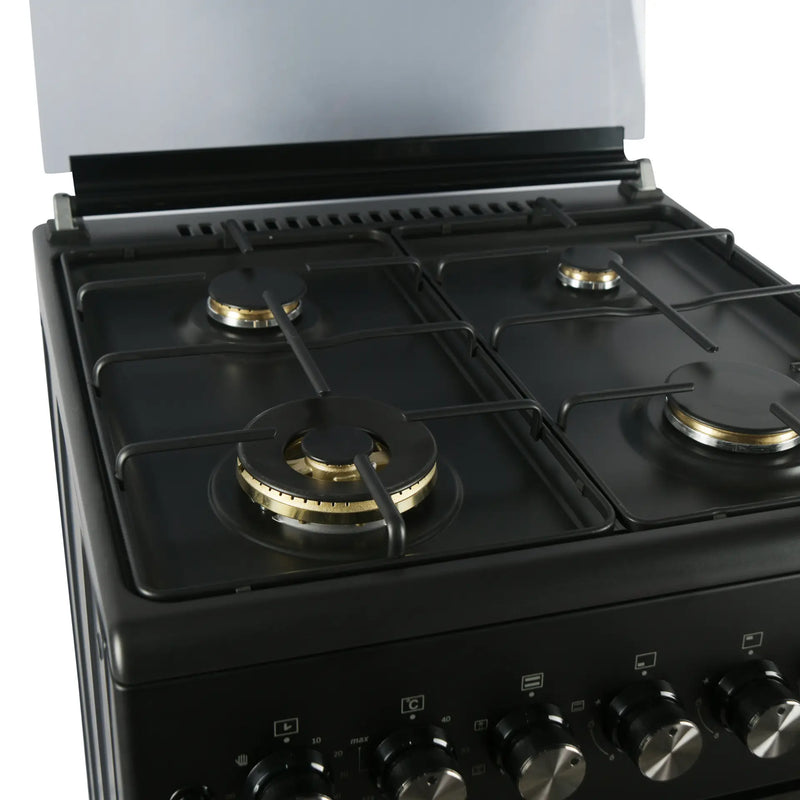 Carysil Free-Standing Cooking Range FSCR-04 – 62L Electric Oven, 4 SABAF Gas Burners, Cast Iron Pan Support, Digital Timer, Stainless Steel Black Finish, 4-Burner Cooking Range-3