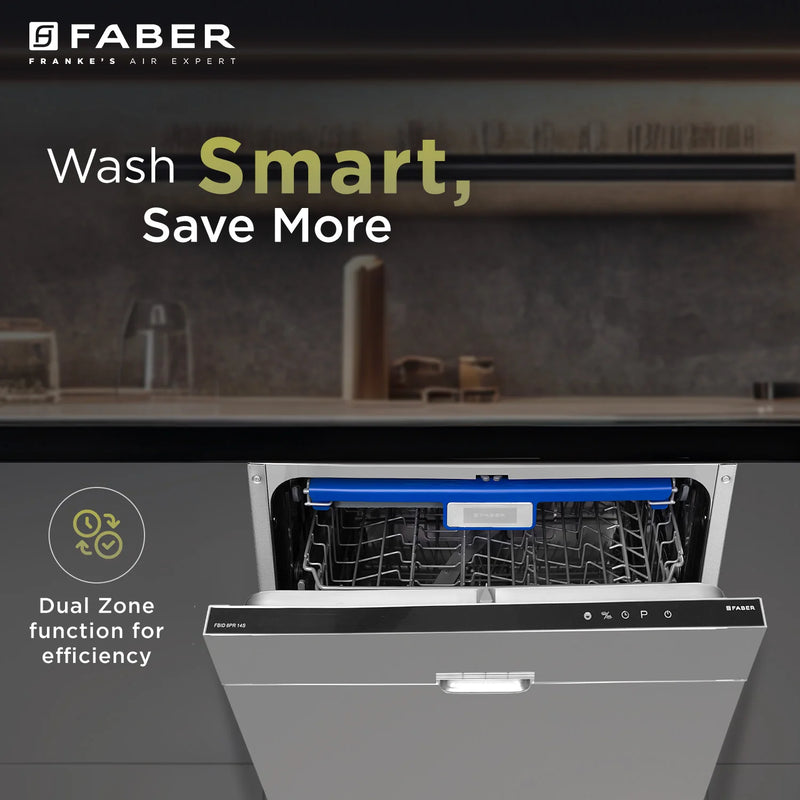 Faber FBID 8PR 14S Built-in Dishwasher – 14 Place Settings, 8 Wash Programs, Stainless Steel Finish, LED Display, Delay Start-9