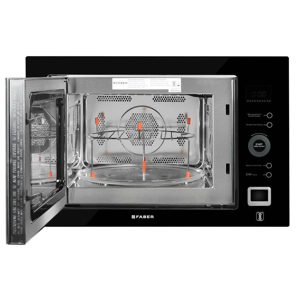 Faber FBIMWO 25L CGS BK Built-in Microwave Oven – 25L Black Glass Finish, Microwave, Grill & Convection Cooking, 10 Auto Cook Menus, Energy Efficient-7