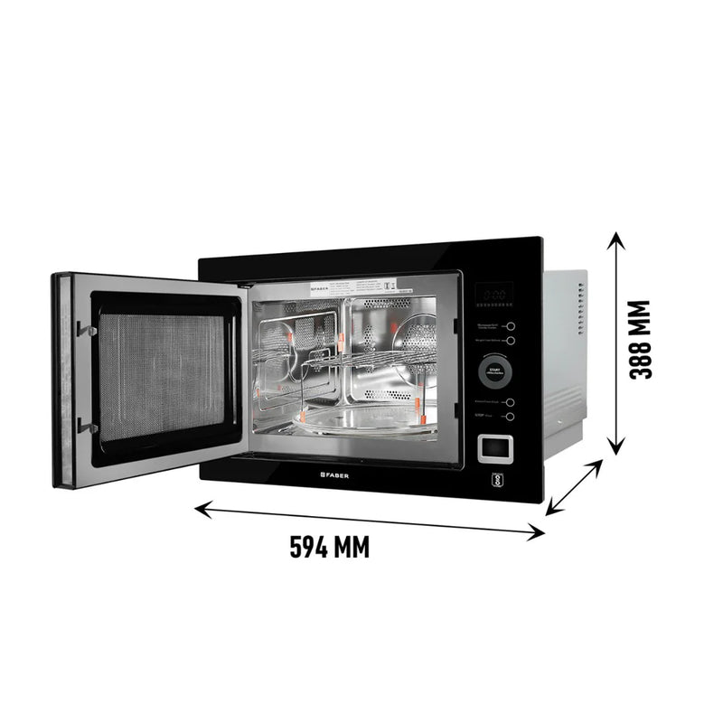 Faber FBIMWO 25L CGS BK Built-in Microwave Oven – 25L Black Glass Finish, Microwave, Grill & Convection Cooking, 10 Auto Cook Menus, Energy Efficient-3