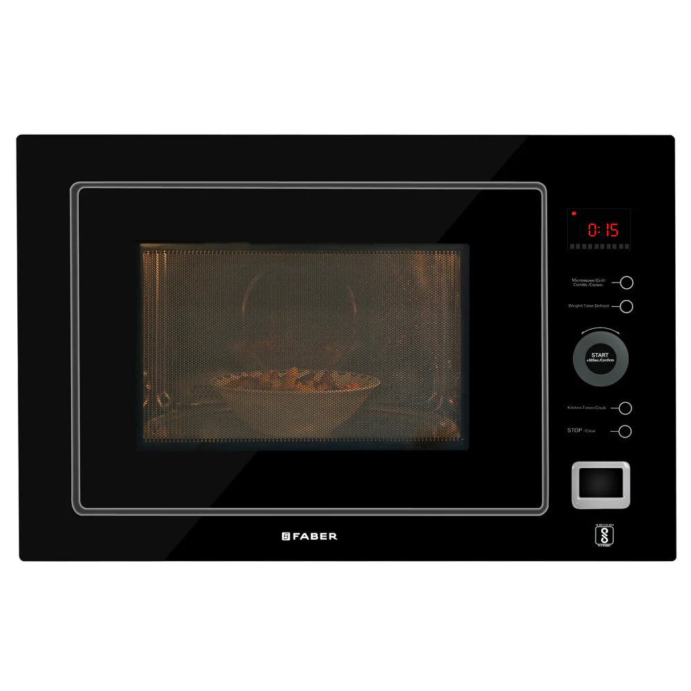 Faber FBIMWO 25L CGS BK Built-in Microwave Oven – 25L Black Glass Finish, Microwave, Grill & Convection Cooking, 10 Auto Cook Menus, Energy Efficient-1