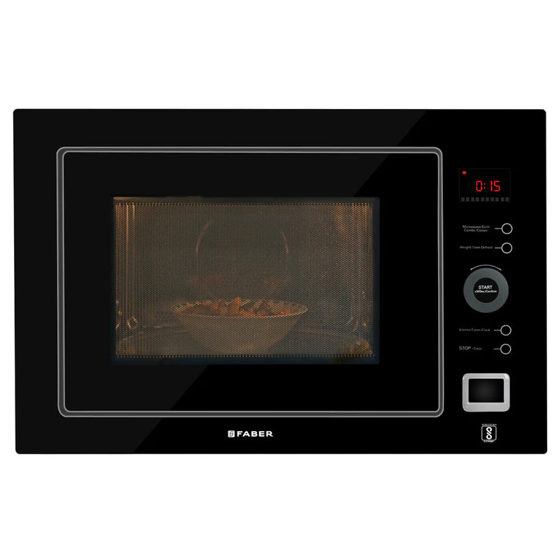 Faber FBIMWO 25L CGS BK Built-in Microwave Oven – 25L Black Glass Finish, Microwave, Grill & Convection Cooking, 10 Auto Cook Menus, Energy Efficient-1